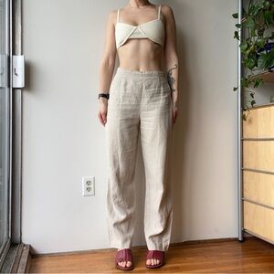 G.H. Bass cream 100% linen straight leg pant